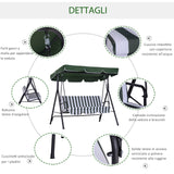easycomfort easycomfort dondolo da giardino 3 posti con tetto e struttura in acciaio a righe verde e bianco ean 8054144130996
