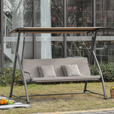 easycomfort easycomfort dondolo da giardino 3 posti con tettuccio in acciaio e poliestere beige