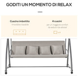 easycomfort easycomfort dondolo da giardino 3 posti con tettuccio in acciaio e poliestere beige