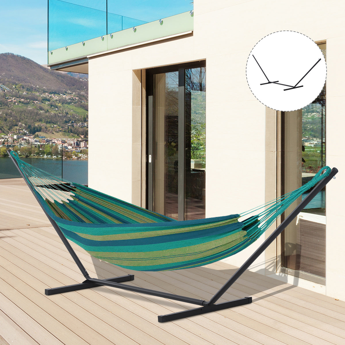 easycomfort easycomfort struttura portante per amaca supporto max. 120 kg in metallo nero 360x92x115cm ean 8054144131559