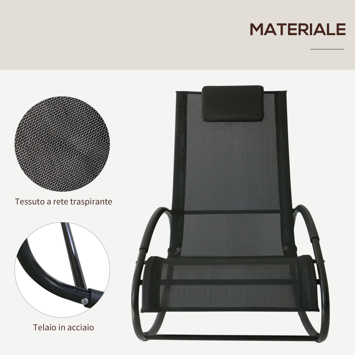easycomfort easycomfort sdraio dondolo da esterno telaio in acciaio rivestimento in textilene nero ean 8054111848794