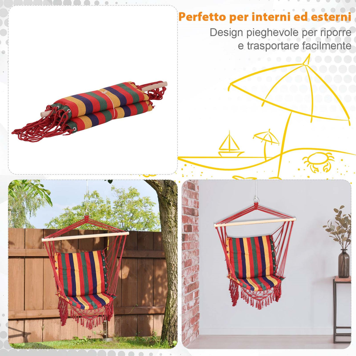 easycomfort easycomfort amaca sedia sospesa in poliestere colorata 100x60x100cm ean 8054111842723