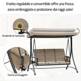 easycomfort easycomfort dondolo da giardino 3 posti tettuccio e tasche portaoggetti marrone ean 8054144136301