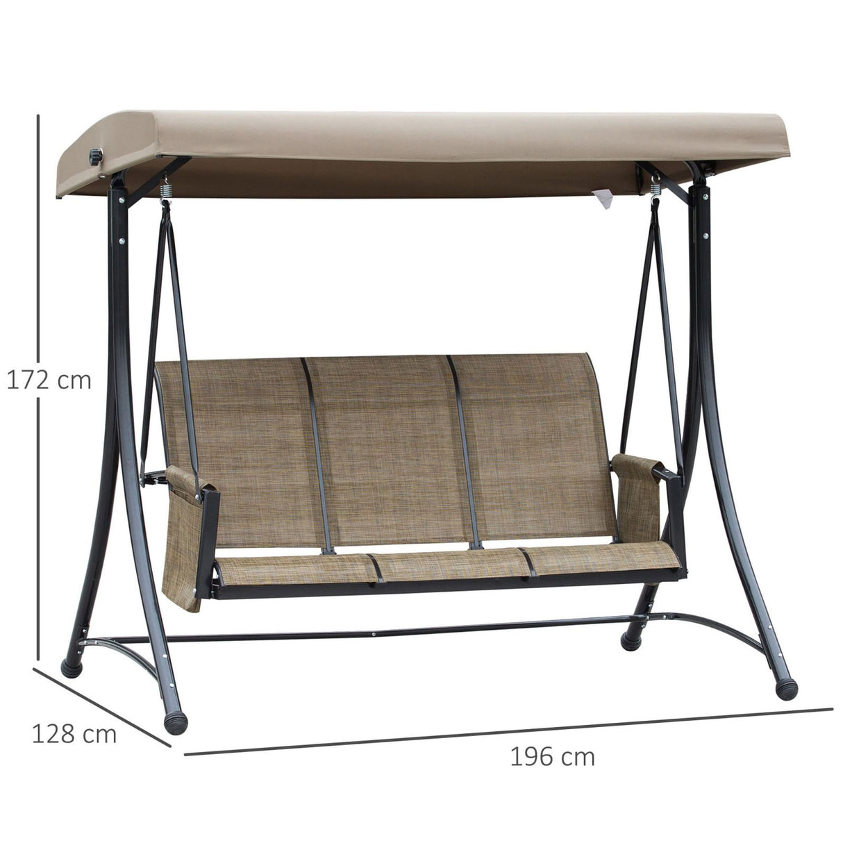 easycomfort easycomfort dondolo da giardino 3 posti tettuccio e tasche portaoggetti marrone ean 8054144136301