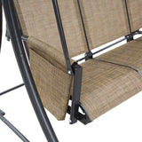 easycomfort easycomfort dondolo da giardino 3 posti tettuccio e tasche portaoggetti marrone ean 8054144136301