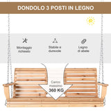 easycomfort easycomfort dondolo sospeso 3 posti in legno con tavolino pieghevole e portabicchieri ean 8055776910956