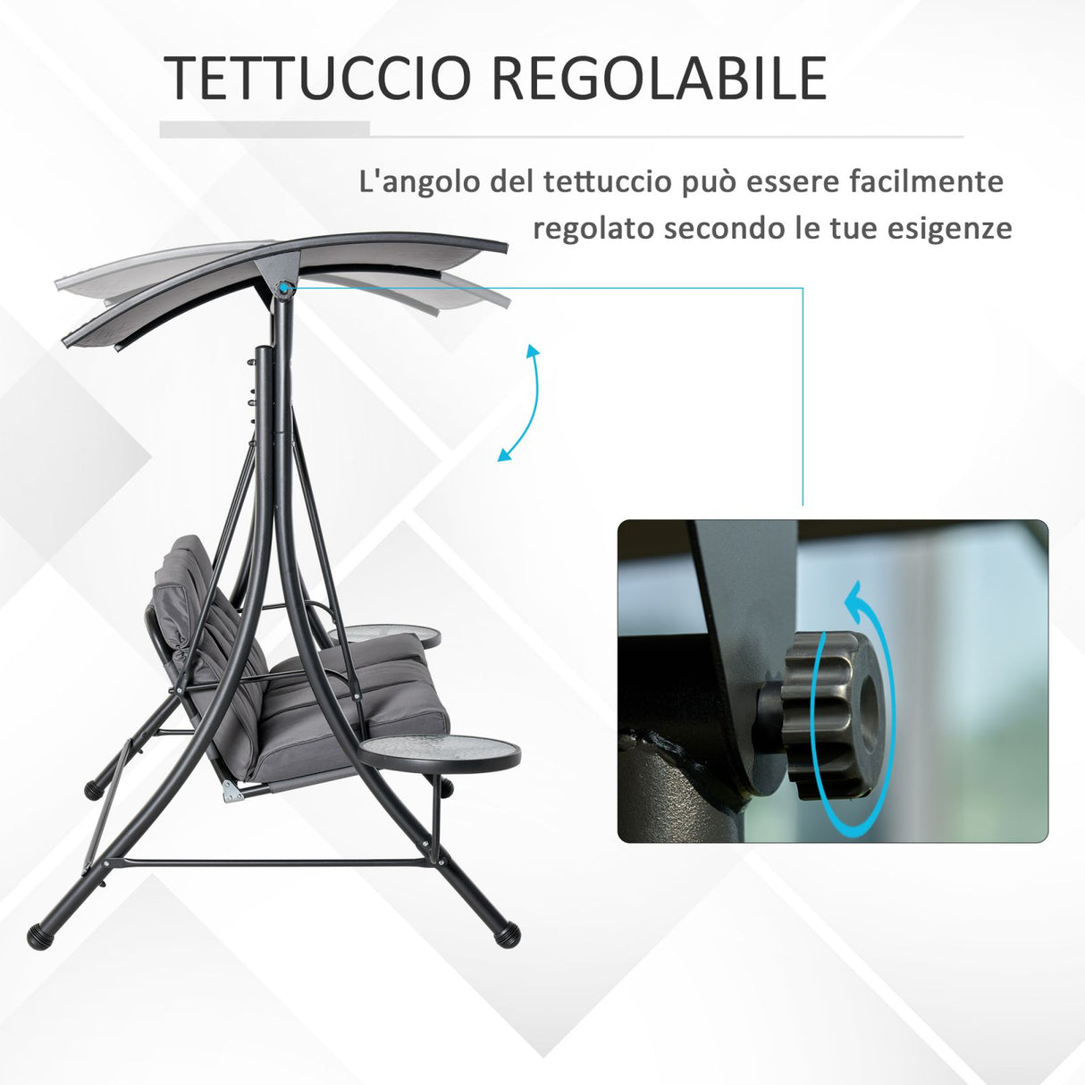 easycomfort easycomfort dondolo 3 posti da giardino o balcone con tettuccio e 2 tavolini ean 8055776912028