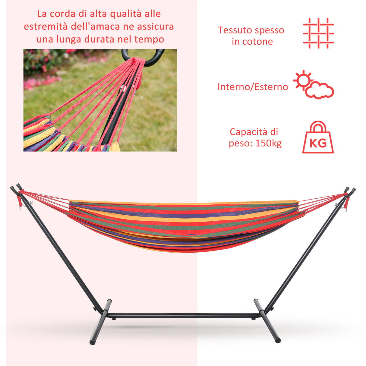 easycomfort easycomfort amaca da giardino autoportante in acciaio e cotone multicolor ean 8054144135168
