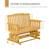 easycomfort easycomfort panchina a dondolo da giardino e terrazza per 2 persone con braccioli 124x76x95cm legno naturale ean 8055776915203