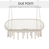 easycomfort easycomfort amaca a dondolo da giardino e casa a 2 posti telaio metallo e seduta cotone 130x75x40cm bianco crema ean 8054144134581