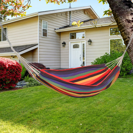 easycomfort easycomfort amaca da giardino extra large in cotone e poliestere con sacca di trasporto 200x150cm righe multicolore