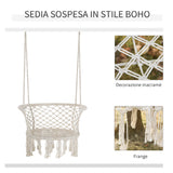 easycomfort easycomfort sedia sospesa in poliestere e macrame per interni ed esterni crema