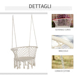 easycomfort easycomfort sedia sospesa in poliestere e macrame per interni ed esterni crema