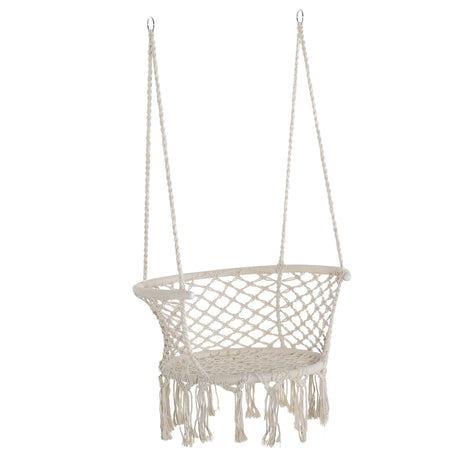 easycomfort easycomfort sedia sospesa in poliestere e macrame per interni ed esterni crema