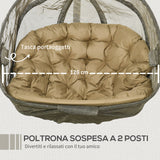easycomfort easycomfort poltrona sospesa 2 posti per giardino e casa con struttura in acciaio e cuscino 132x126x172cm