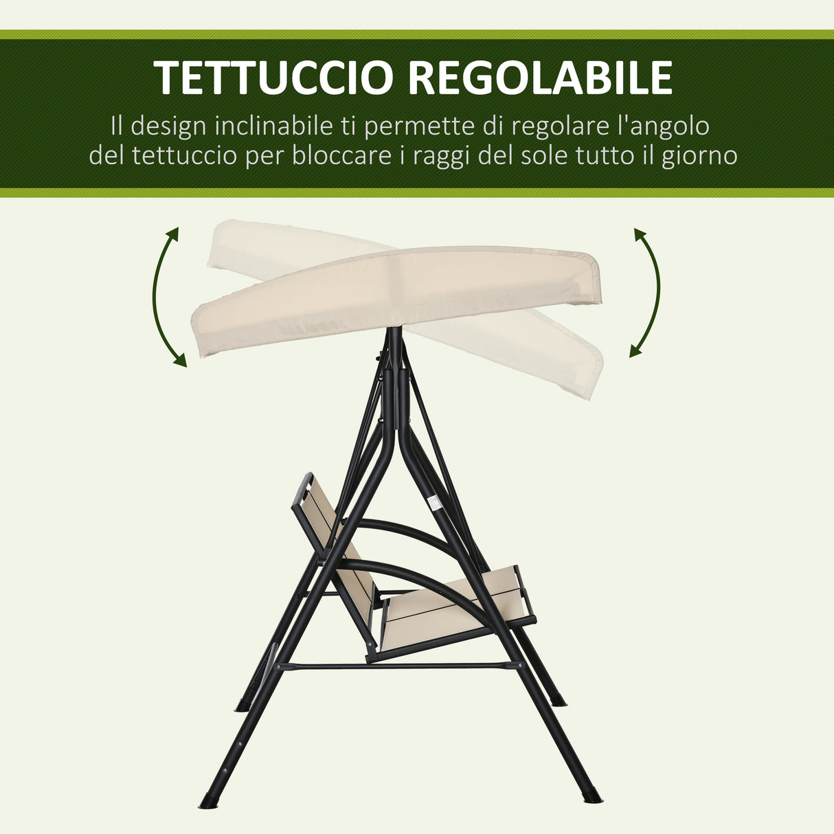 easycomfort easycomfort dondolo a 2 posti da giardino con tettuccio regolabile 140x118x162cm beige