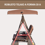 easycomfort easycomfort dondolo da giardino 2 posti con tettuccio regolabile e porta bicchieri 157x118x180 cm marrone