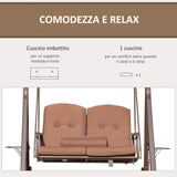 easycomfort easycomfort dondolo da giardino 2 posti con tettuccio regolabile e porta bicchieri 157x118x180 cm marrone