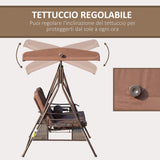 easycomfort easycomfort dondolo da giardino 2 posti con tettuccio regolabile e porta bicchieri 157x118x180 cm marrone