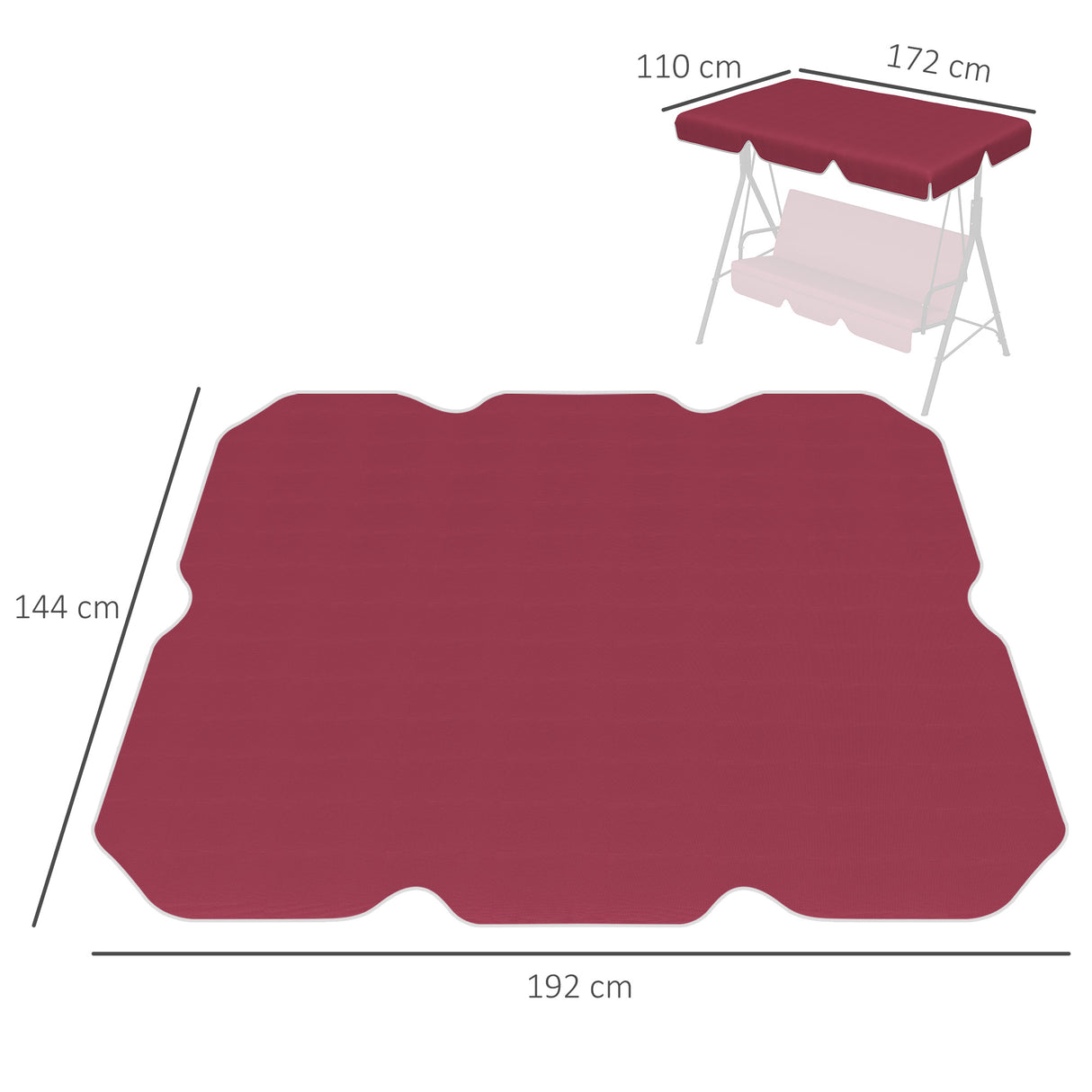 easycomfort easycomfort tettuccio di ricambio per dondolo in poliestere con protezione uv50 192x144cm rosso