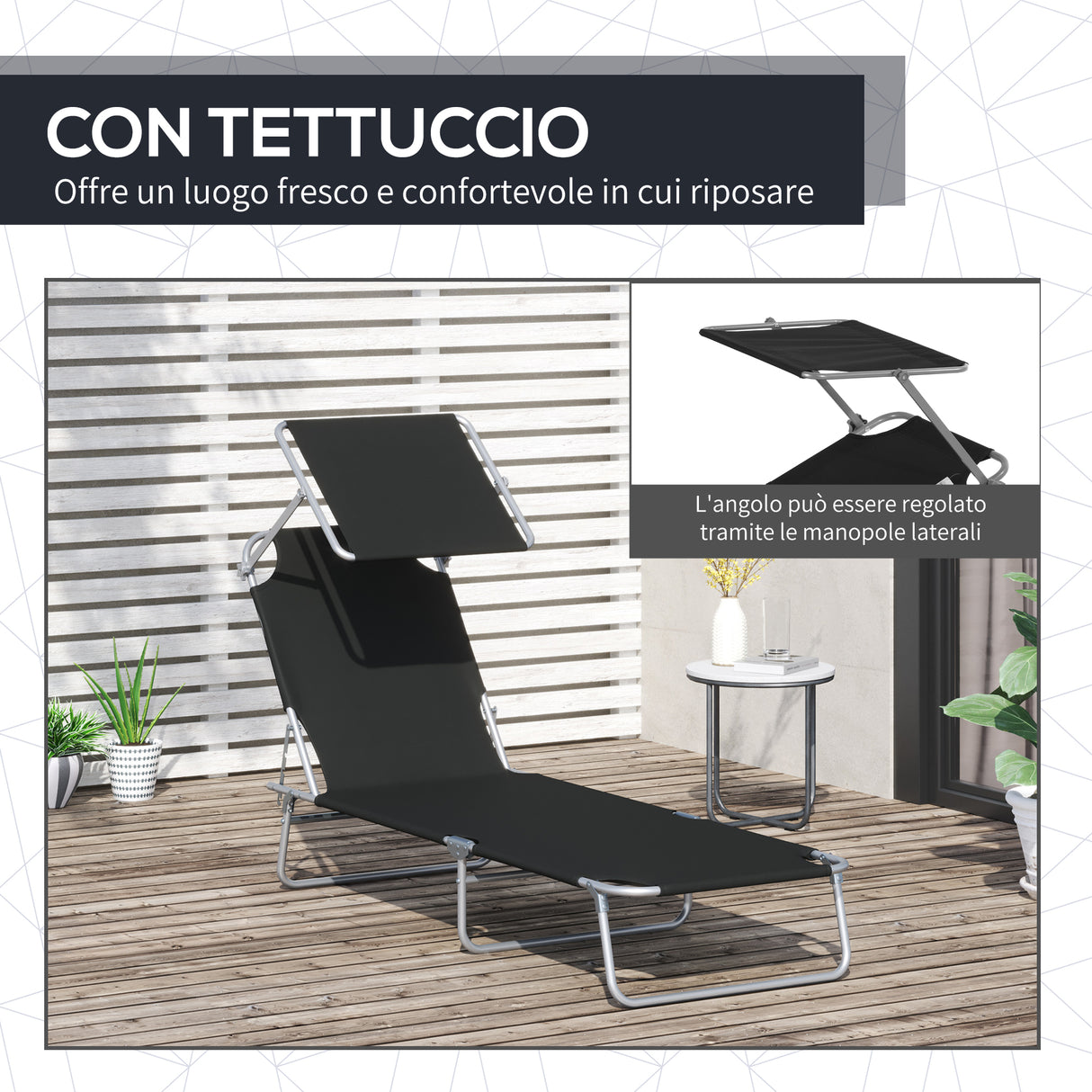 easycomfort easycomfort sdraio prendisole con tettuccio pieghvole schienale reclinabile nero ean 8054111842884