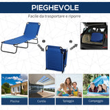 easycomfort easycomfort lettino prendisole da giardino sdraio pieghevole con tettuccio blu ean 8054111842068