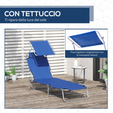 easycomfort easycomfort lettino prendisole da giardino sdraio pieghevole con tettuccio blu ean 8054111842068