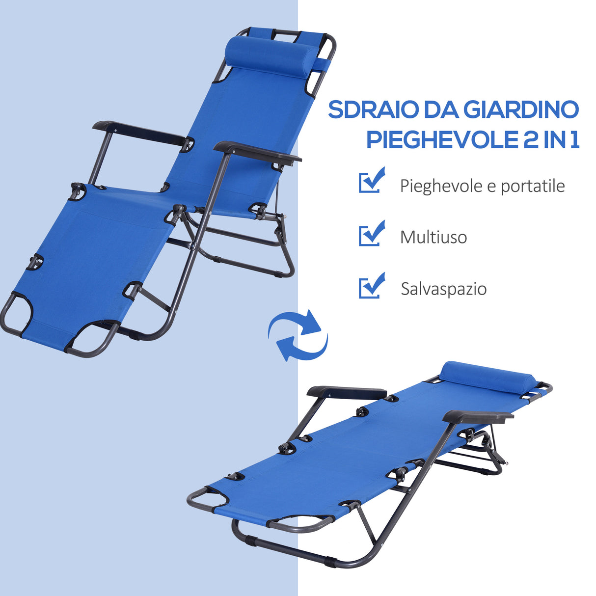 easycomfort easycomfort lettino sdraio pieghevole e richiudibile da giardino in tessuto oxford 135x60x89cm blu