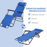 easycomfort easycomfort lettino sdraio pieghevole e richiudibile da giardino in tessuto oxford 135x60x89cm blu
