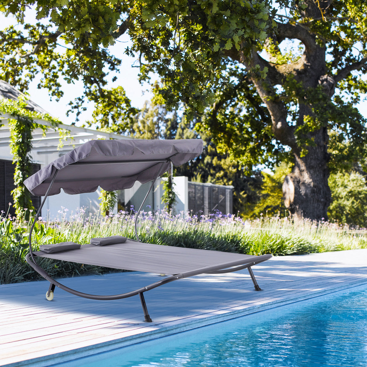 easycomfort easycomfort lettino sdraio prendisole matrimoniale con tettuccio regolabile grigio ean 8054144137810