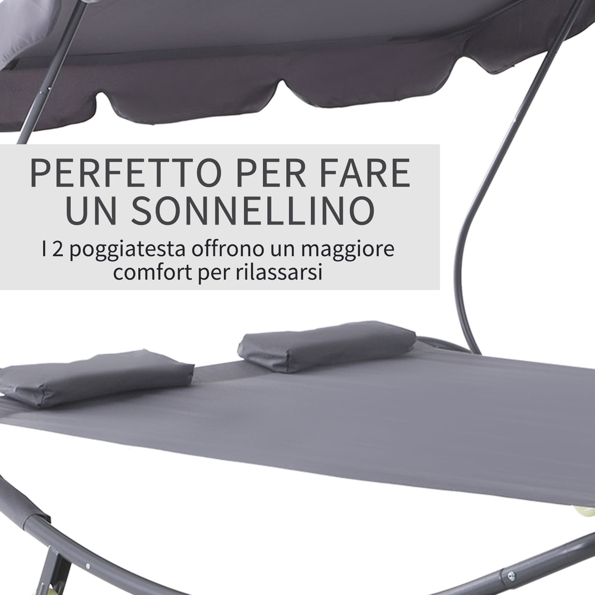 easycomfort easycomfort lettino sdraio prendisole matrimoniale con tettuccio regolabile grigio ean 8054144137810