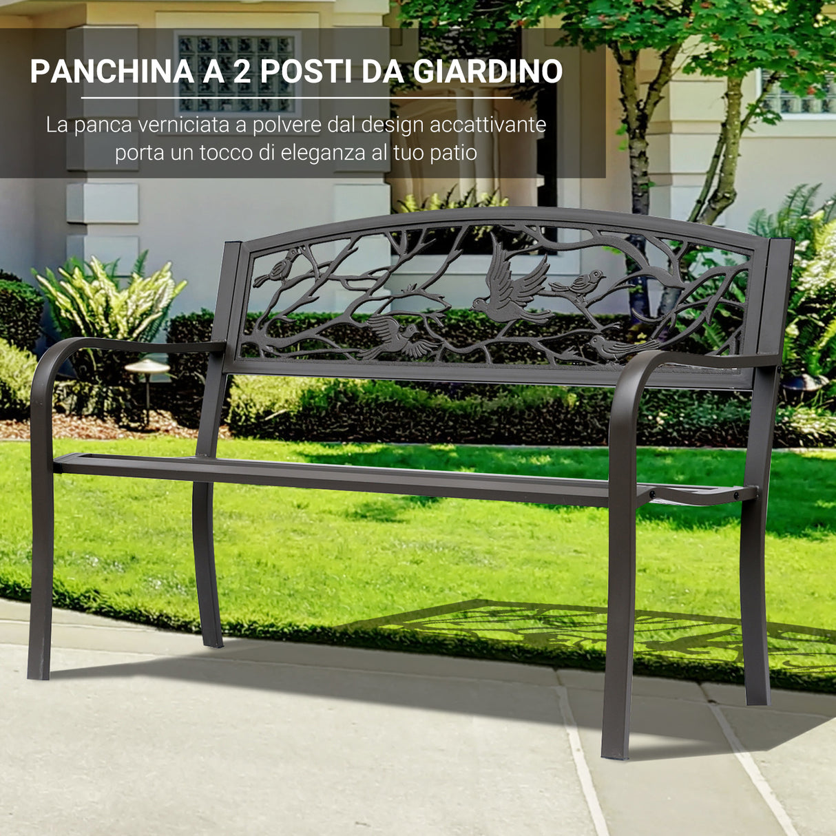 easycomfort easycomfort panchina da esterno in ghisa con schienale con decorazioni 127x60cm marrone ean 8054144133195
