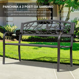 easycomfort easycomfort panchina da esterno in ghisa con schienale con decorazioni 127x60cm marrone ean 8054144133195