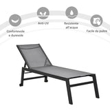 easycomfort offerta limitata lettino sdraio prendisole pieghevole con materassino in textilene colore grigio chiaro