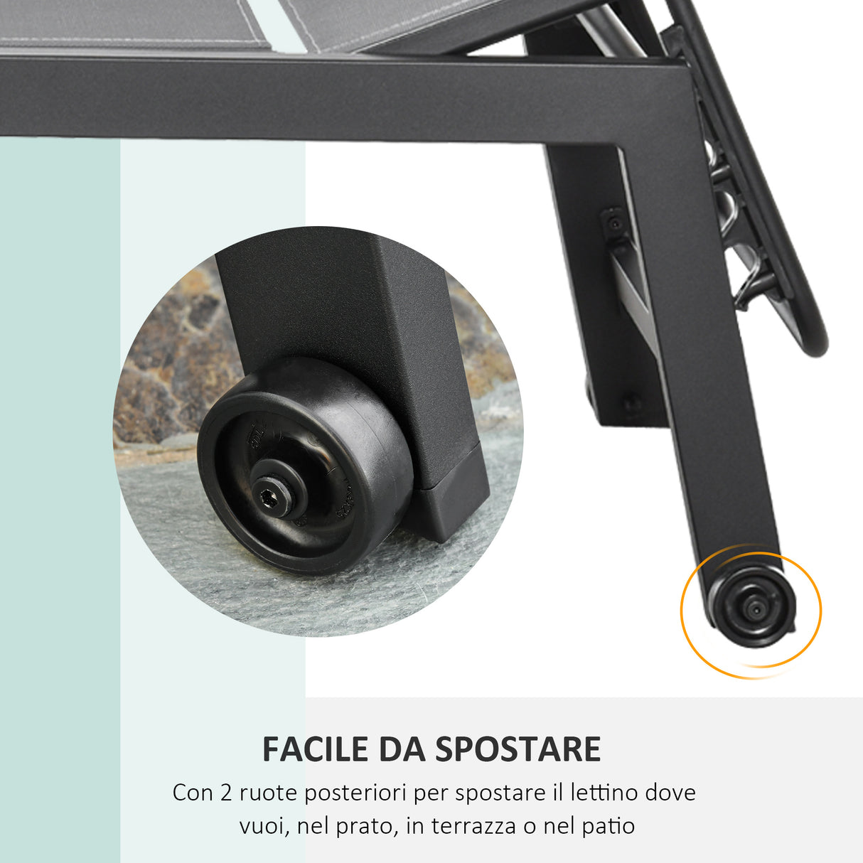 easycomfort offerta limitata lettino sdraio prendisole pieghevole con materassino in textilene colore grigio chiaro