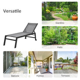 easycomfort offerta limitata lettino sdraio prendisole pieghevole con materassino in textilene colore grigio chiaro