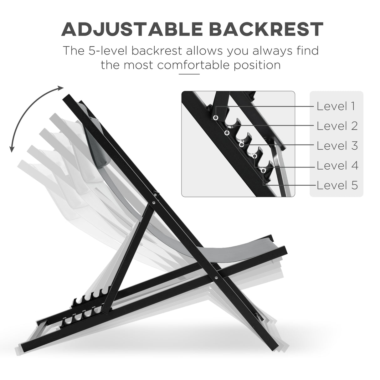 easycomfort easycomfort set 2 sedie poltrona sdraio da esterni pieghevoli e reclinabili in alluminio grigio 96 5 x 58 x 91 5cm