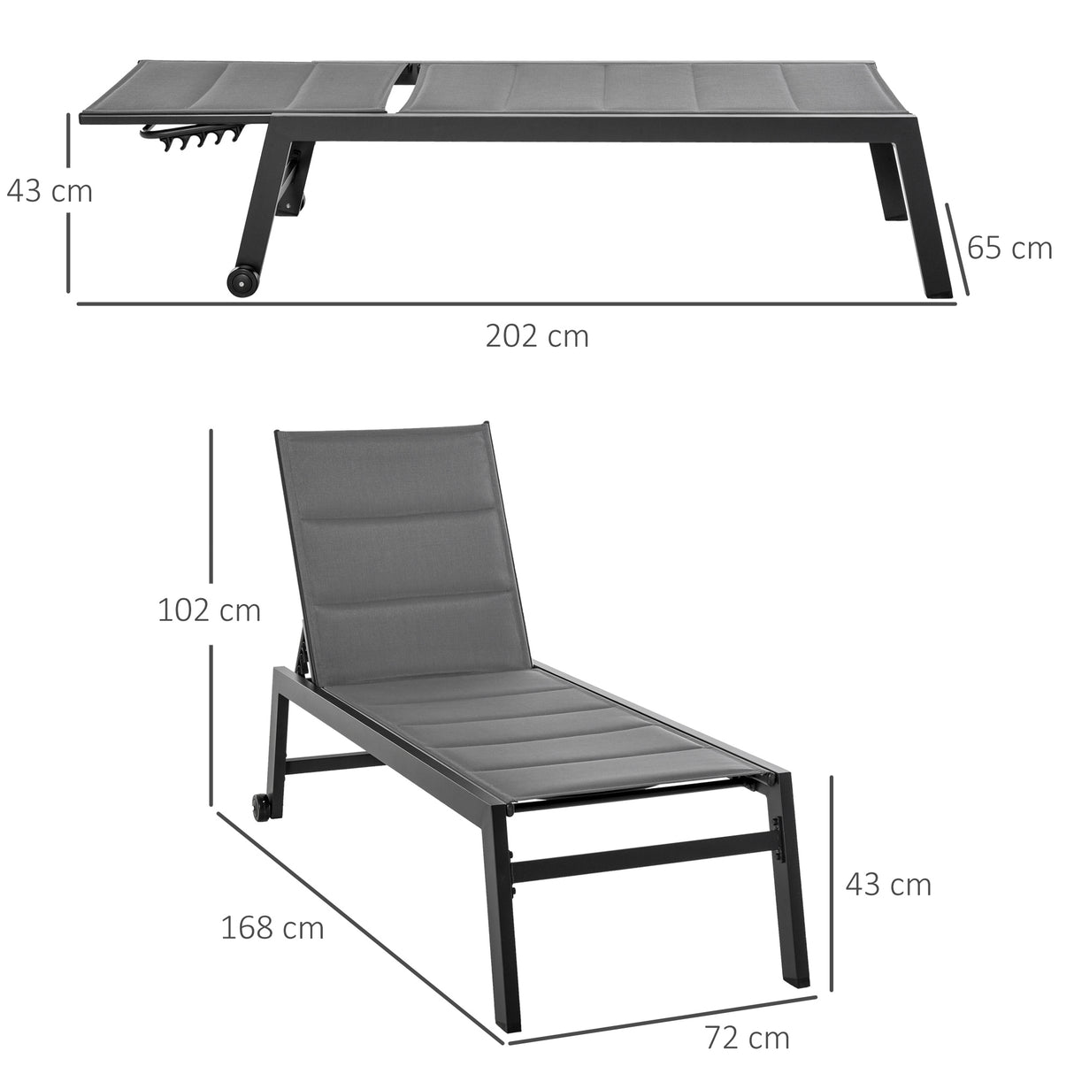 easycomfort easycomfort sdraio da giardino reclinabile su 5 livelli rivestimento imbottito alluminio e texteline grigio ean 8055776913391