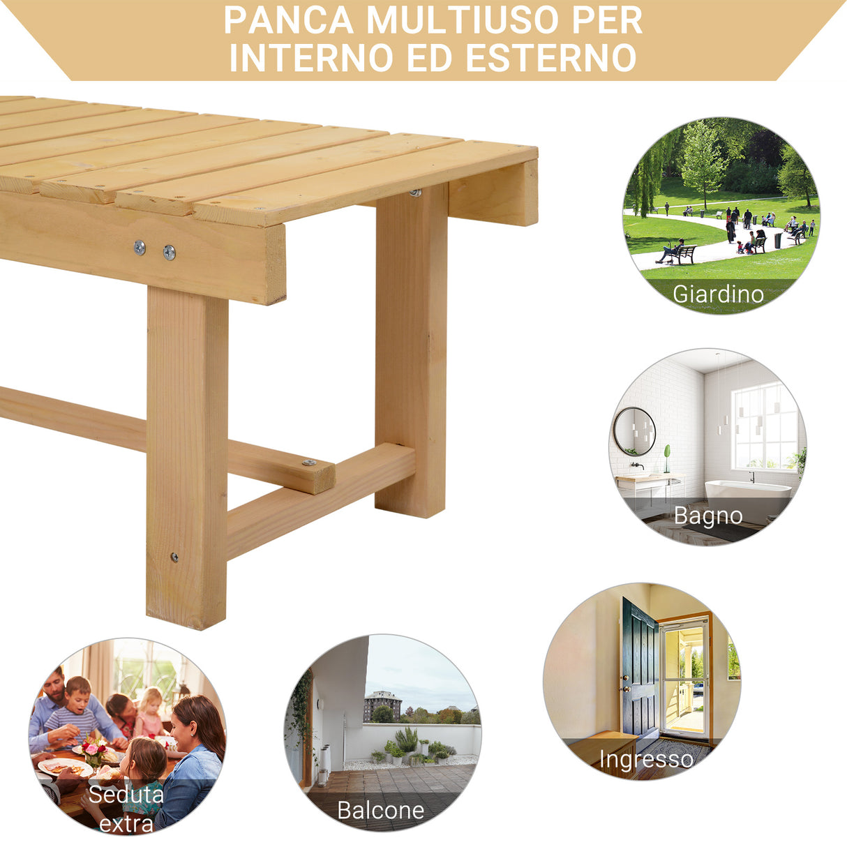 easycomfort easycomfort panchina da esterni impermeabile 2 posti in legno di abete 110x38x35cm ean 8054144130538