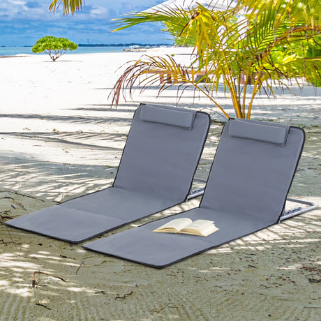 easycomfort easycomfort set 2 materassini da spiaggia pieghevoli con schienale regolabile grigio ean 8054111844239