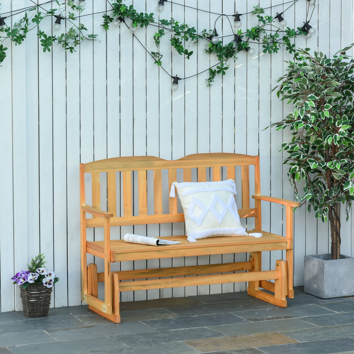 easycomfort easycomfort panchina da giardino a dondolo 2 posti con braccioli in legno di abete ean 8055776913285