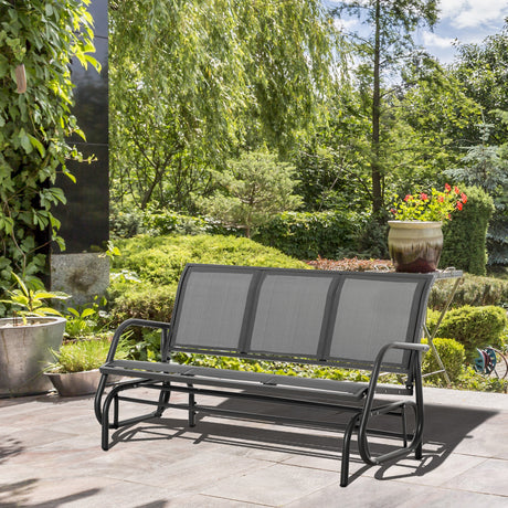 easycomfort easycomfort panchina a dondolo da giardino a 3 posti in metallo e tessuto a rete traspirante 151x75x85cm grigio