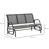 easycomfort easycomfort panchina a dondolo da giardino a 3 posti in metallo e tessuto a rete traspirante 151x75x85cm grigio