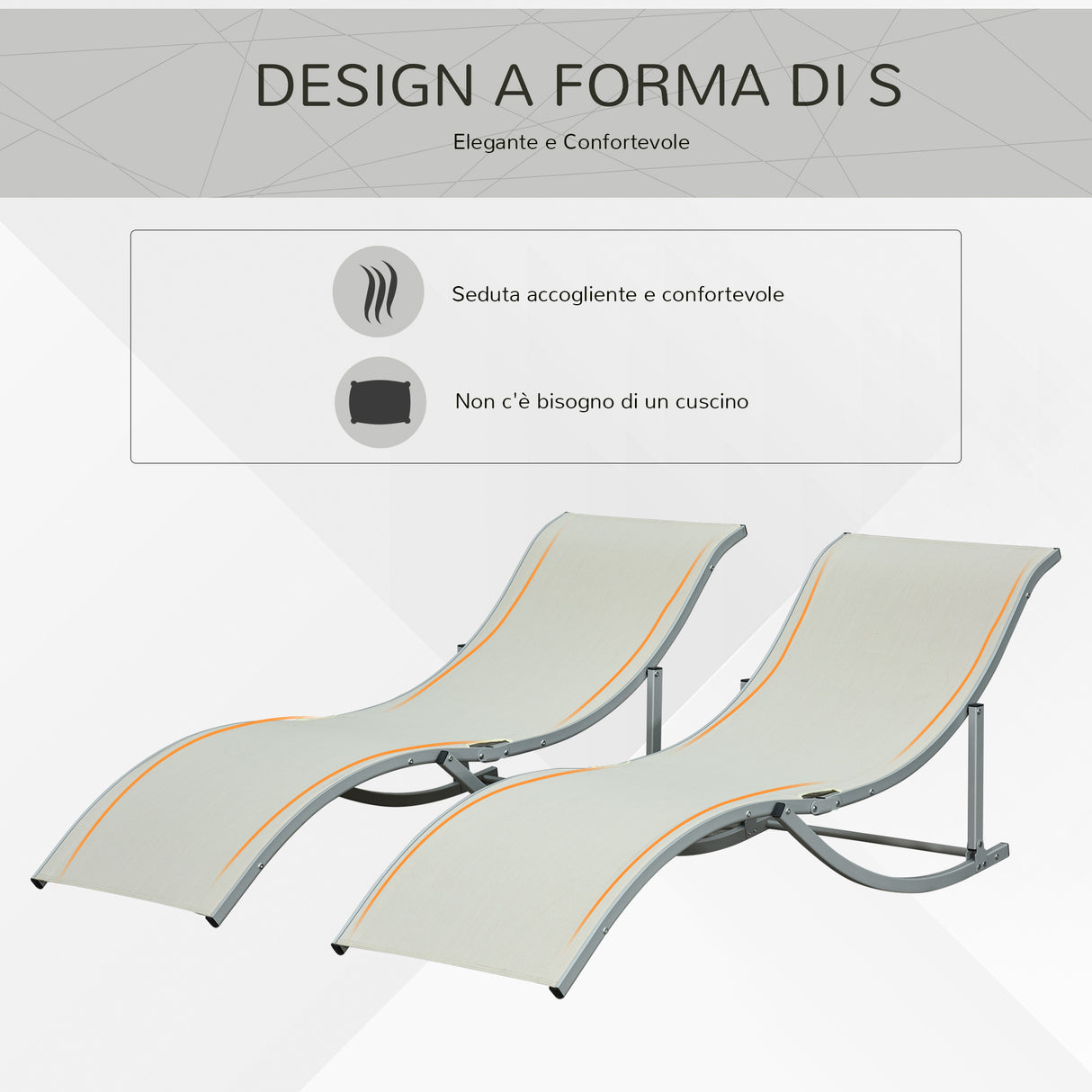 easycomfort easycomfort set 2 sdraio da giardino pieghevoli lettino prendisole in alluminio e texteline beige 61x165x63cm ean 8055776911137