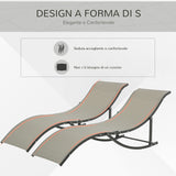 easycomfort easycomfort set 2 sdraio da giardino pieghevoli lettino prendisole in alluminio e textilene 61x165x63cm