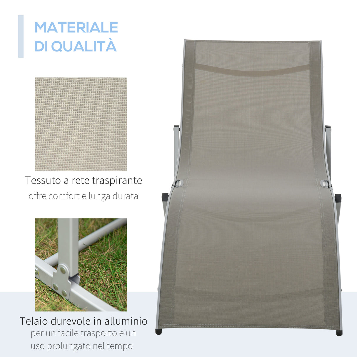 easycomfort easycomfort set 2 sdraio da giardino pieghevoli lettino prendisole in alluminio e textilene 61x165x63cm