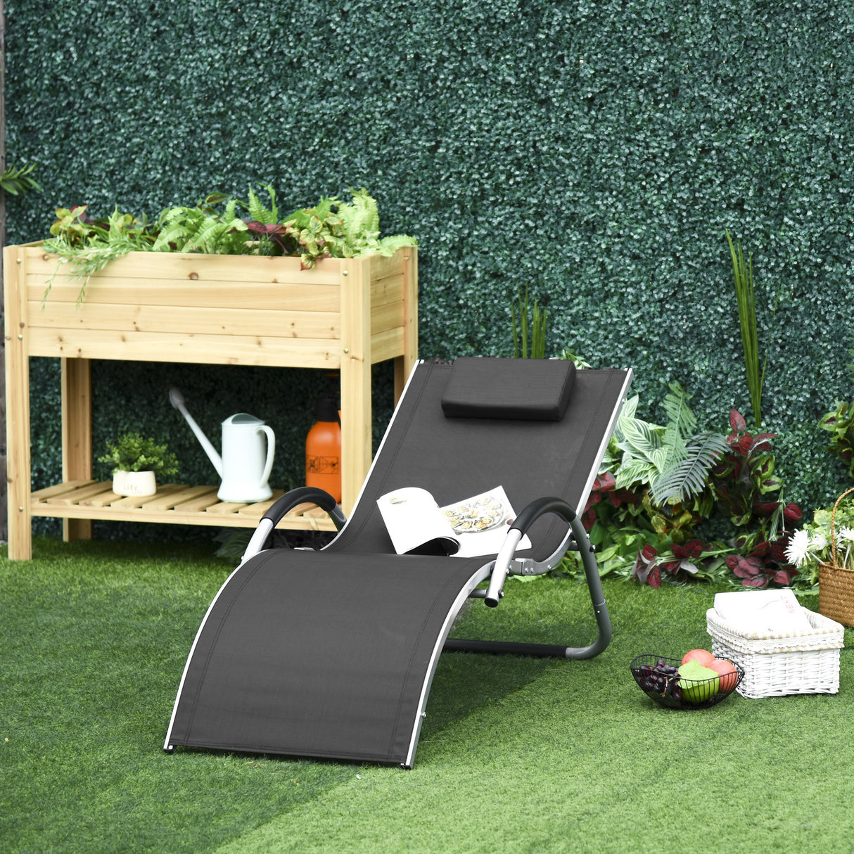 easycomfort easycomfort lettino prendisole in alluminio sedia sdraio da giardino in textilene con poggiatesta rimovibile