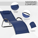 easycomfort easycomfort lettino prendisole in alluminio sedia sdraio da giardino in textilene con poggiatesta rimovibile