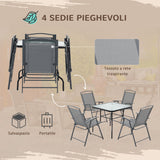 easycomfort easycomfort set tavolo con 4 sedie da giardino pieghevoli e foro per ombrellone nero