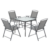 easycomfort easycomfort set tavolo con 4 sedie da giardino pieghevoli e foro per ombrellone nero